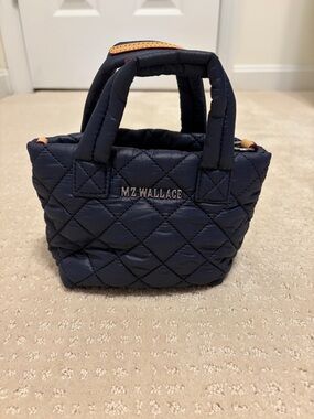 NWT MZ Wallace Navy Quilted Petite Tote Deluxe in Color Dawn